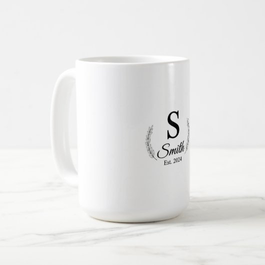 Mug Sophisticated Wedding Date Keepsake | Customizable (Devant gauche)
