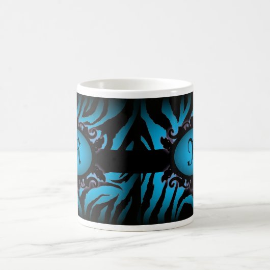 Mug Sophistiqué turquoise Zebra Imprimer monogramme (Centre)