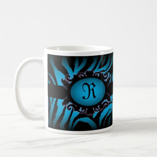 Mug Sophistiqué turquoise Zebra Imprimer monogramme (Gauche)