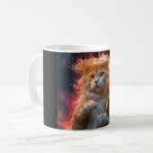 Mug Sorcier Chat Avec Bâton Magique Parmi Les Flammes (Devant gauche)