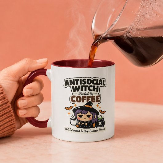 Mug Sorcière Antisociale Alimentée par le Café, Hallow