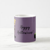 Mug Sorcière avec un chat sur texte violet et Joyeux H (Centre)