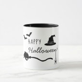 Mug Sorcière Casquette Et Broom Avec Araignée Et Bats  (Centre)