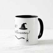 Mug Sorcière Casquette Et Broom Avec Araignée Et Bats  (Devant droit)