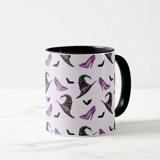 Mug Sorcière Casquette Lilac Talons avec chauves-souri (Devant droit)