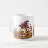 Mug Sorcière chat calico déchiffrant des sorts - Forêt (Devant gauche)