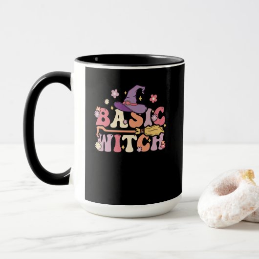 Mug Sorcière de base Halloween sorcière Super Hallowee (Avec donut)