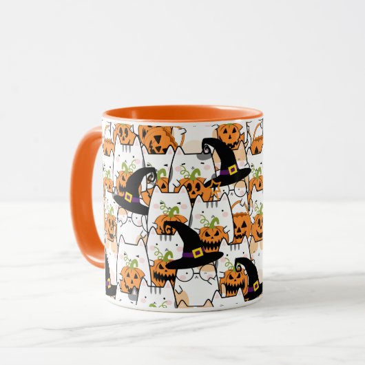 Mug Sorcière de chat mignonne tenant Bumkin Halloween (Devant gauche)