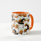 Mug Sorcière de chat mignonne tenant Bumkin Halloween (Devant droit)
