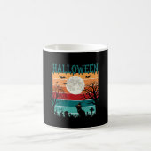 Mug Sorcière de Halloween Chat Toile d'araignée Lune C (Centre)