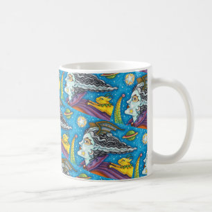 MUG SORCIÈRE DE SCIENCE-FICTION ET CHAT COMÈTE COLORÉE
