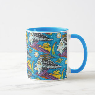 MUG SORCIÈRE DE SCIENCE-FICTION ET CHAT COMÈTE COLORÉE