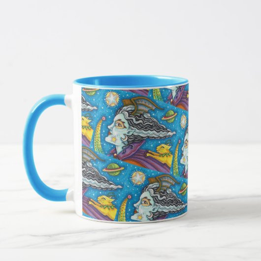 MUG SORCIÈRE DE SCIENCE-FICTION ET CHAT COMÈTE COLORÉE (Gauche)