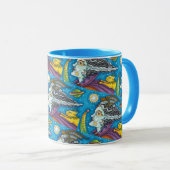 MUG SORCIÈRE DE SCIENCE-FICTION ET CHAT COMÈTE COLORÉE (Devant droit)
