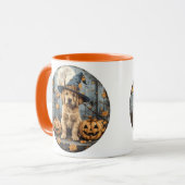 Mug Sorcière d'Halloween chiot Retriever doré citrouil (Devant gauche)