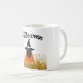 Mug Sorcière d'Halloween dans un champ de fleurs (Devant droit)