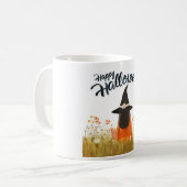 Mug Sorcière d'Halloween dans un champ de fleurs (Devant gauche)