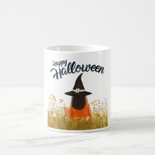 Mug Sorcière d'Halloween dans un champ de fleurs