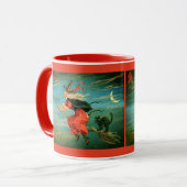 Mug Sorcière d'Halloween vintage avec chat noir (Devant gauche)