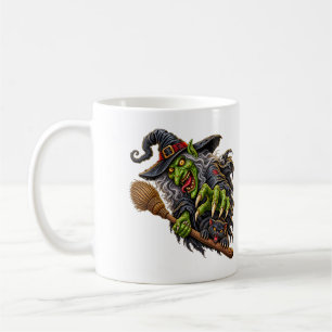 Mug SORCIÈRE EFFRAYANTE avec BALAI et CHAT NOIR