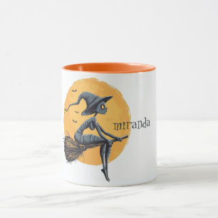 Mug Sorcière éffrayante sur Broomstick
