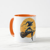 Mug Sorcière éffrayante sur Broomstick (Devant gauche)
