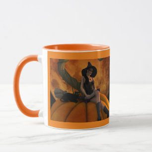 Mug Sorcière et chat sur Citrouille géant