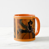 Mug Sorcière et chat sur Citrouille géant (Devant droit)