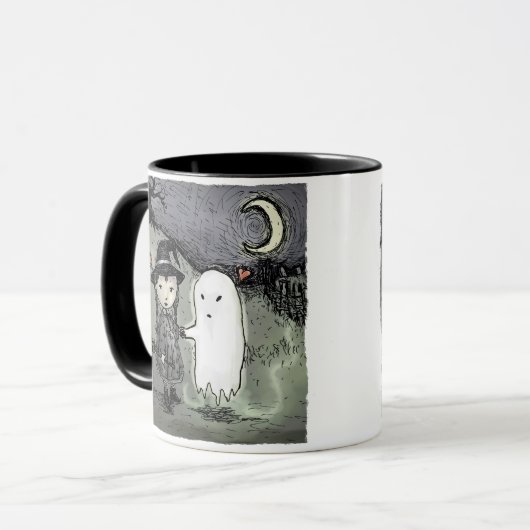 Mug Sorcière et fantôme dans l'amour (Devant gauche)