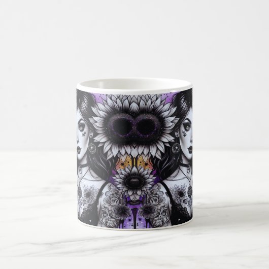 Mug Sorcière gothique céleste et chat noir (Centre)