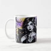 Mug Sorcière gothique céleste et chat noir (Gauche)