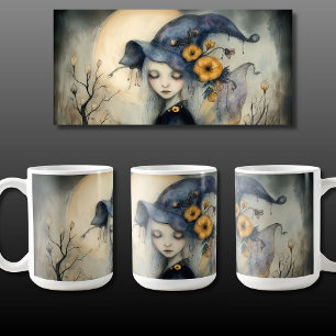 Mug Sorcière lunaire d'Halloween avec ailes