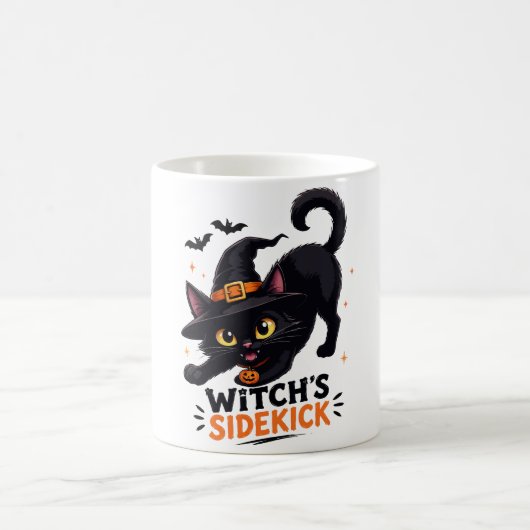Mug Sorcière Mignonne et son Chat Noir Compagnon Hallo (Centre)