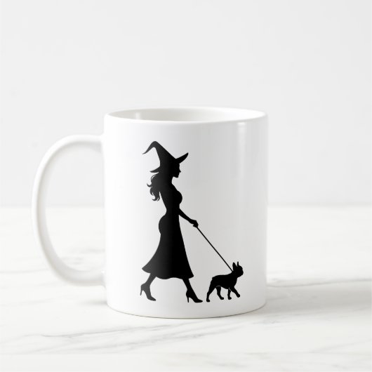 Mug Sorcière promenant Frenchie (Gauche)