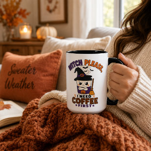Mug Sorcière, s'il vous plaît, café d'abord noir grand