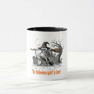 Mug Sorcière squelette drôle buvant du café   Salle ef