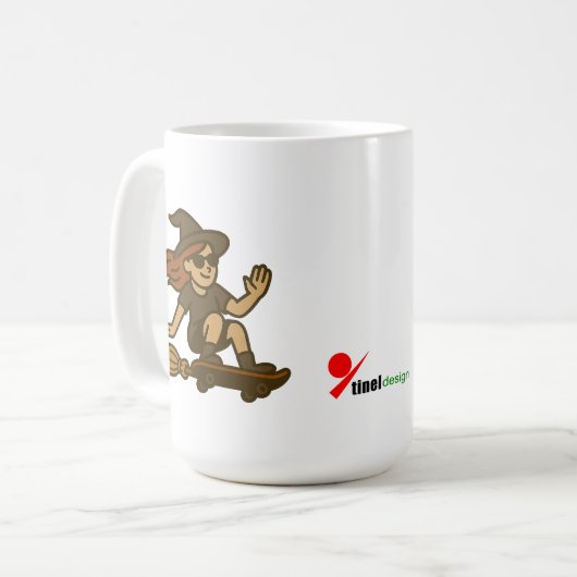 Mug « Sorcière sur roues – Style balai skate » (Devant gauche)