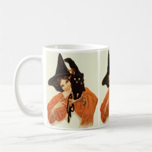 Mug Sorcière Vintage Belle avec joli chat noir
