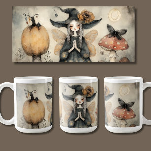 Mug Sorcière vintage Whimsical Halloween avec ailes