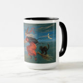 Mug Sorcière volant avec chat noir la nuit d'Halloween (Devant droit)
