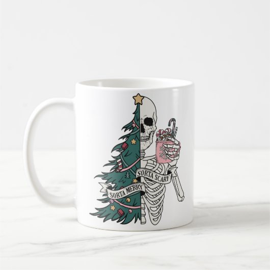 Mug "Sorta Effrayant Sorta Joyeux" Noël Squelette (Gauche)