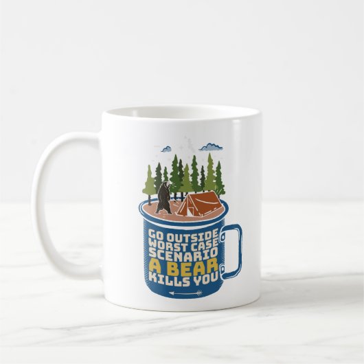 Mug Sortez de l'attaque de l'ours Drôle Dire (Gauche)