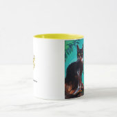 MUG SOUCHES AVEC CHAT NOIR EN TURQUOISE BLEUE (Centre)