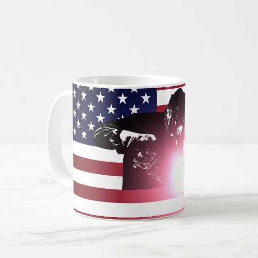 Mug Soudeuse et drapeau américain (Devant gauche)