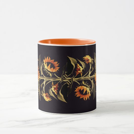 MUG SOUFFRANCES AVEC FEUILLES VERTS EN NOIR (Centre)