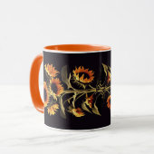 MUG SOUFFRANCES AVEC FEUILLES VERTS EN NOIR (Devant gauche)