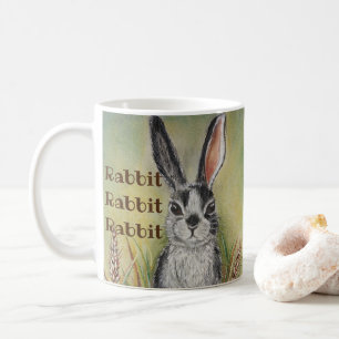 Mug Souhait noir et blanc de bonne chance de lapin