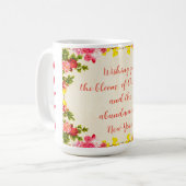 Mug Souhaitez-vous, Roses Fleurs Bouquet Citations de  (Devant gauche)