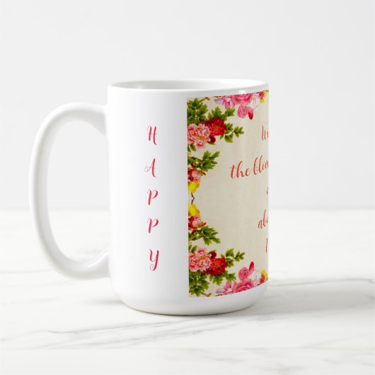 Mug Souhaitez-vous, Roses Fleurs Bouquet Citations de  (Gauche)