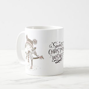 Mug Souhaits de Noël doux Patinage sur glace